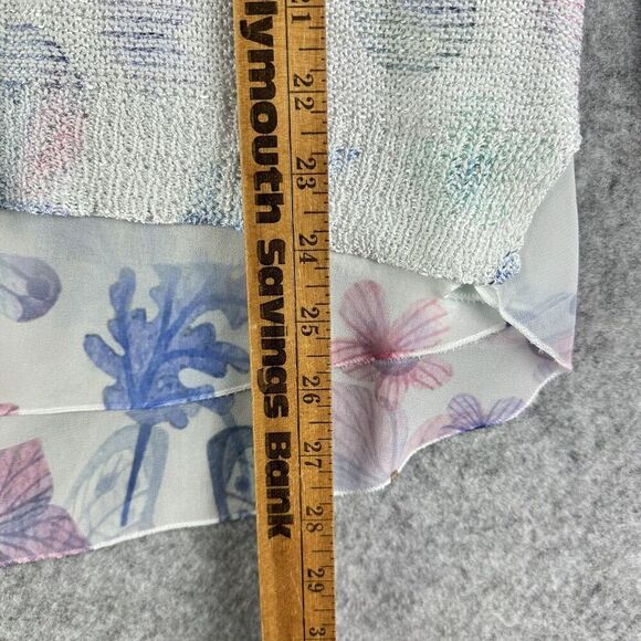 SIONI Pullover Sweater Womens L Butterfly Floral Knit Chiffon Layered Split Back - Picture 9 of 11